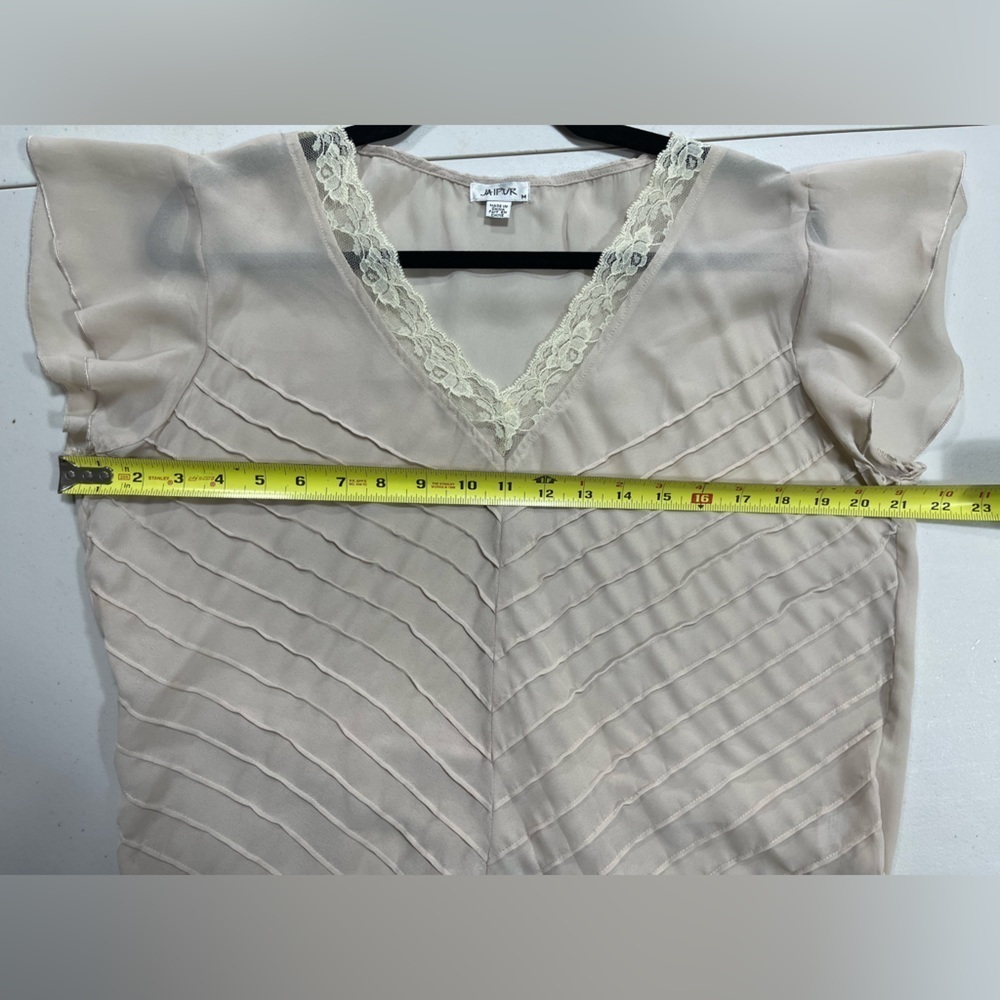 Jaipur sheer tan blouse women’s size M - Picture 11 of 14